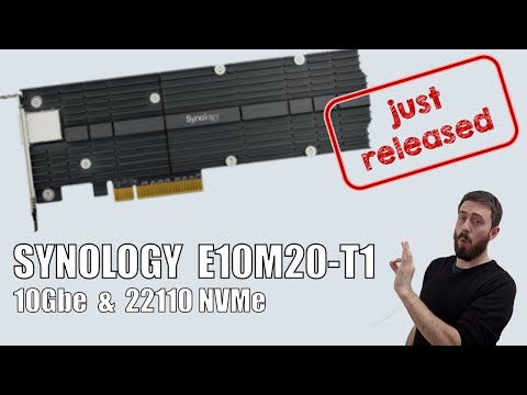 Kontrolierius Synology PCIE 3, 0 x 8 – 2 x M.2 PCIE NVME + 10Gbe Ethernet (E10M20-T1) video