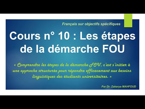 Lesson 10: The steps of the FOU approach