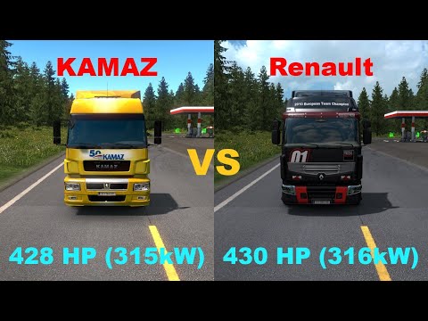 428HP KAMAZ 5490 NEO vs 430HP Renault Premium - ETS2 - Truck vs Truck Comparison
