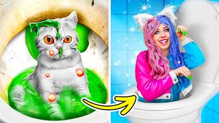 My cat boyfriend bullies me!! 😭💔From Poor Cat to anime Cat girl Makeover!