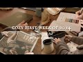 Cozy vlog ⎹ first read of 2024, bullet journal, war and peace, comfort food & exciting haul