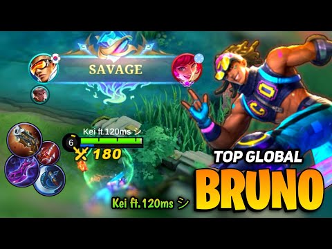 PERFECT SAVAGE! Bruno Hyper Gameplay [ Top Global Bruno Best Build ] By Kei ft.120ms シ - MLBB