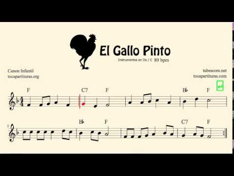 El Gallo Pinto Backing Track  karaoke Tutorial Partituras The Painted Rooster tocapartituras com