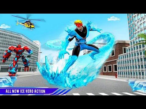 Flying Police Snow Storm Hero: Blue Storm Hero Gangster Crime City - Android Gameplay
