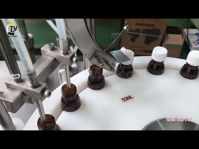 Máy chiết rót và đóng nắp tự động lọ 50 ml