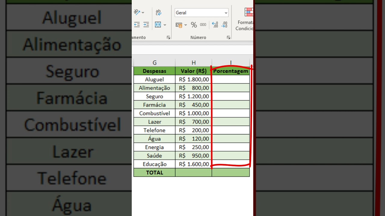 Porcentagem básica no Excel