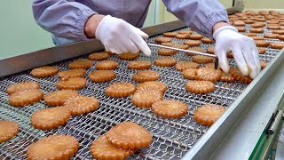 Awesome Quantity! Korean Traditional Honey Cookie Mass Production Process. Snack Food Factory