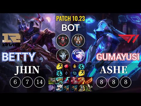 RNG Betty Jhin vs T1 Gumayusi Ashe Bot - KR Patch 10.23