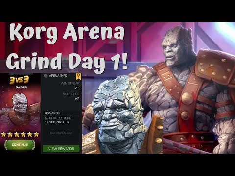 Korg Arena Grind Day 1! First Featured 6-Star Champion Grind! - Marvel Contest of Champion