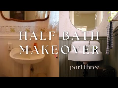 Cottage Half Bath Makeover 🏠 Wallpaper, Paint and Refinishing our Antique Sink!