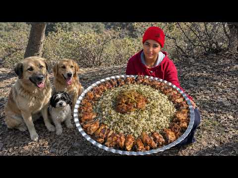 Traditional Persian Kangar Polo with Juicy Chicken Kebab | Village Cooking 🍚🍗