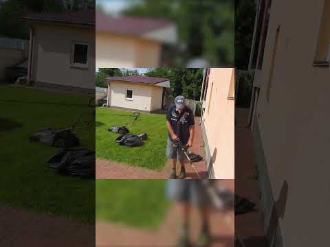 Garden Makeover Marvel: Mowing Tall Grass with Precision and Joy.