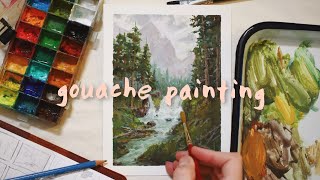 Gouache Waterfall Landscape Painting Tutorial DTIYS