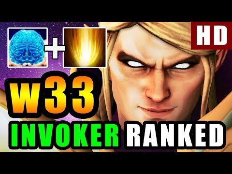w33 Invoker SOLO RANKED Dota 2 - PRO MID with EPIC Invoker Brain - [Highlights]