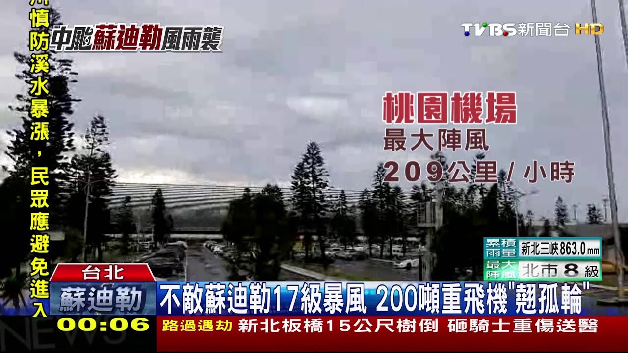 不敵蘇迪勒17級暴風　200噸重飛機「翹孤輪」
