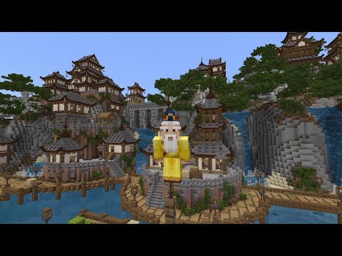 TIMBO - Minecraft / Exploring A Japanese Mountain City | Simple Spawns Waterfall Palace By Razzleberries