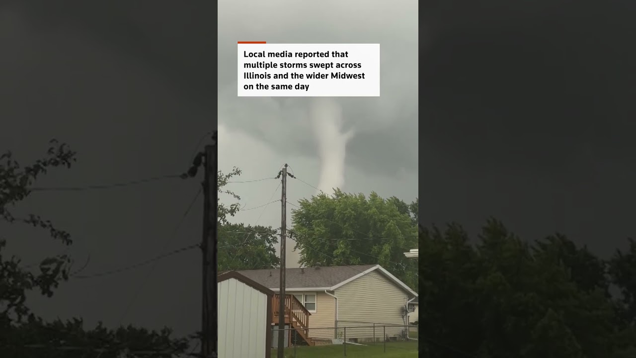 Large tornado moves across Illinois field toward Streator