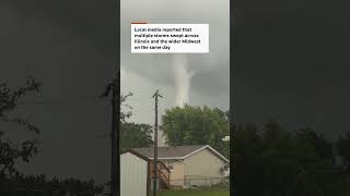 Large tornado moves across Illinois field toward Streator