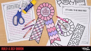 Red Ribbon Week Craft, Template, Writing Prompts for Kids | Fun No Prep Summer Activity 2nd - 4th