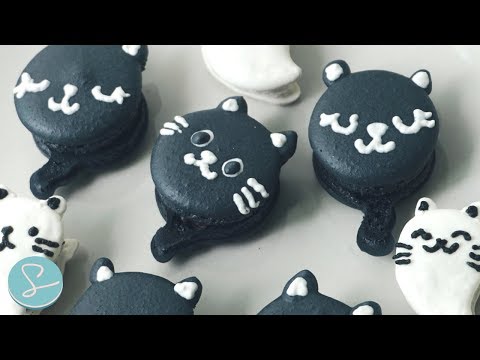 HALLOWEEN MACARONS - BLACK CAT & GHOST KITTEN -  Sumopocky