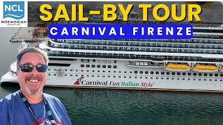 Sailing Into Ensenada on NCL Bliss — A Slow Pass by Carnival Firenze #CarnivalFirenze #CruiseLife
