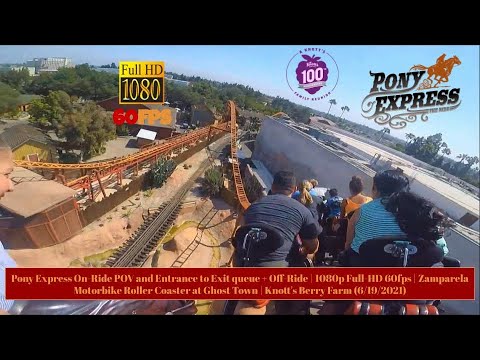 Pony Express On-Ride and Queue POV 1080p 60fps | Motorbike Roller Coaster | Knott's Berry Farm 2021
