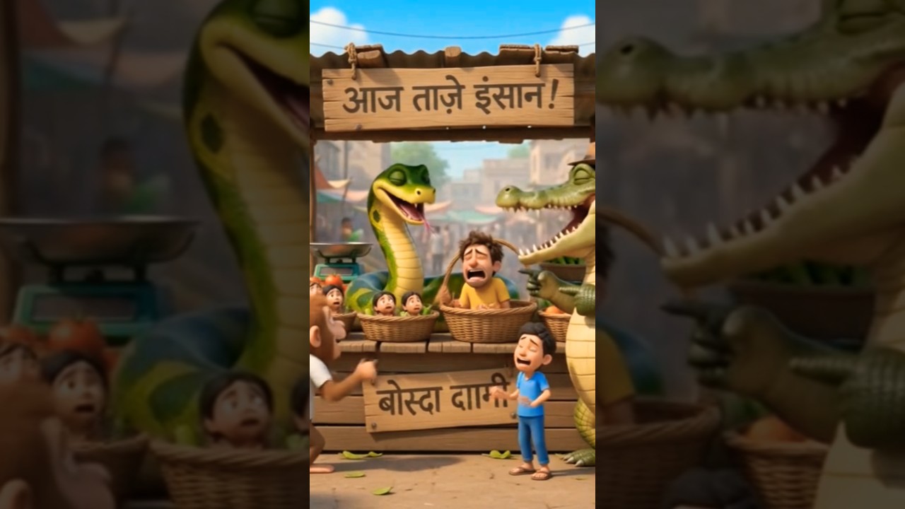 आज बाज़ार में इंसान नहीं, मगरमच्छ बेच रहे थे इंसान! 😱🐊😂 | Funny AI Video #Shorts #trending #viral