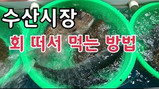 수산시장에서 회 떠서 먹은 방법/ 싸고 양 많게