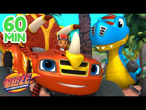 Blaze Dinosaur Adventures! 🦖 w/ AJ & Zeg | 60 Minute Compilation | Blaze and the Monster Machines