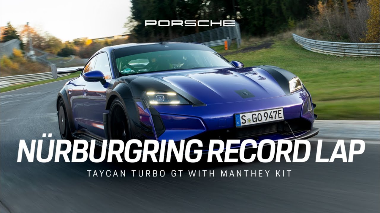On-board view from inside the Porsche Taycan Turbo GT with Manthey Kit during the Nürburgring Nordschleife record lap