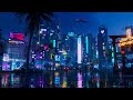 Cyberpunk Night City Walk | Rainy Calm Nighttime Ambience | Sleep Focus Chill Relax - Synthwave Mix
