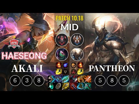 APK HaeSeong Akali vs Pantheon Mid - KR Patch 10.18