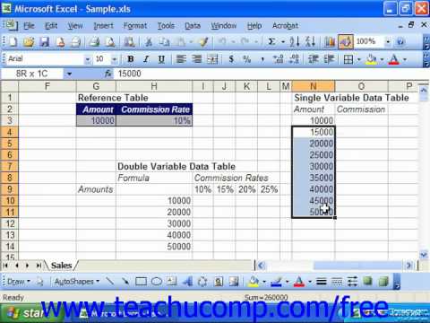 Excel 2003 Tutorial Structuring a Single variable Data Table Microsoft Training Lesson 29.3