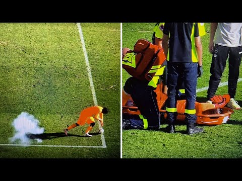 Mory Diaw had to be stretchered off after firework explodes on his feet, Clermont Foot game stopped