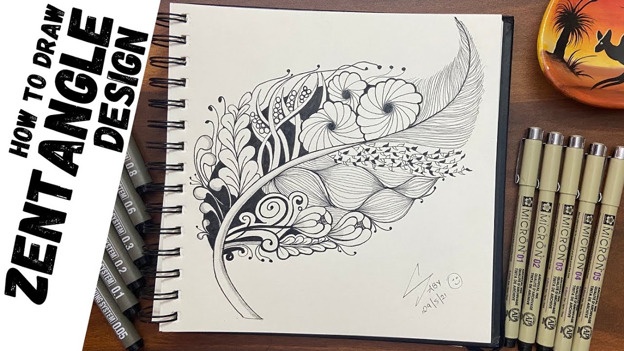 Best Zentangle Leaf Complex Design Art Tutorial Step by Step for Beginners How To Draw