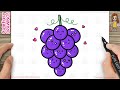 How to Draw a Cute Grapes Simple & Easy for Kids