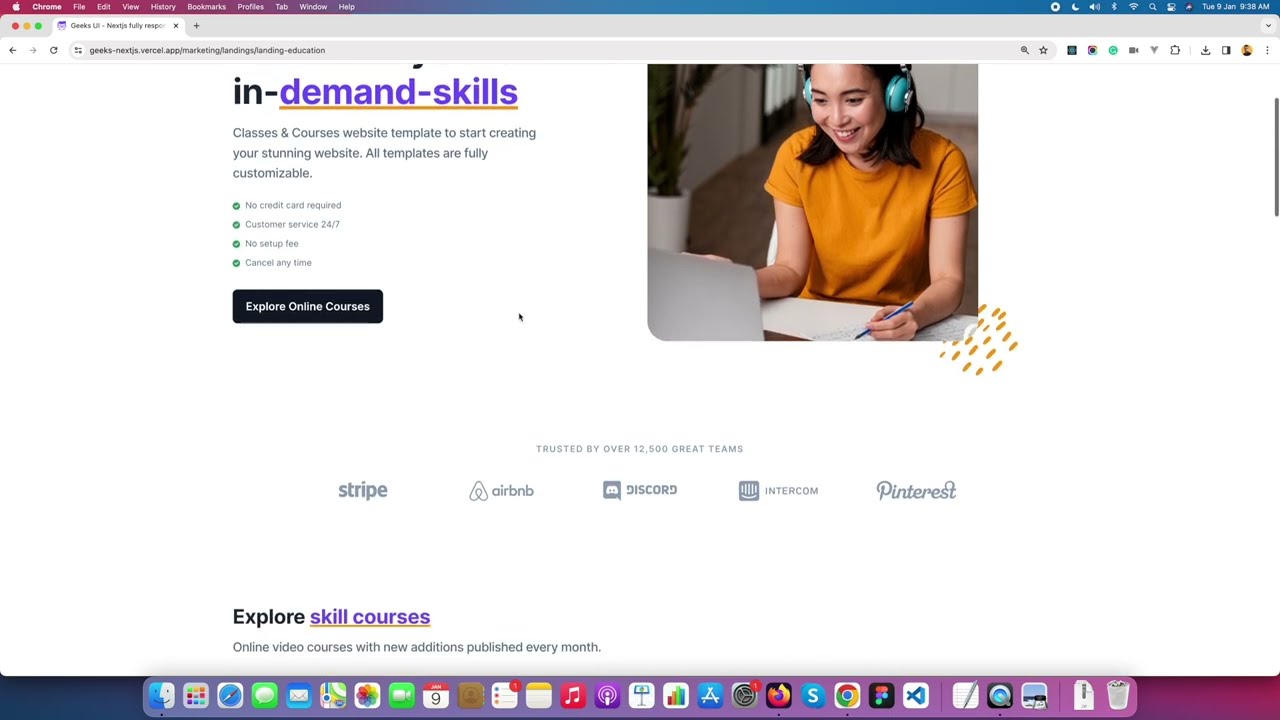 Modern education landing page template | Next.js Template