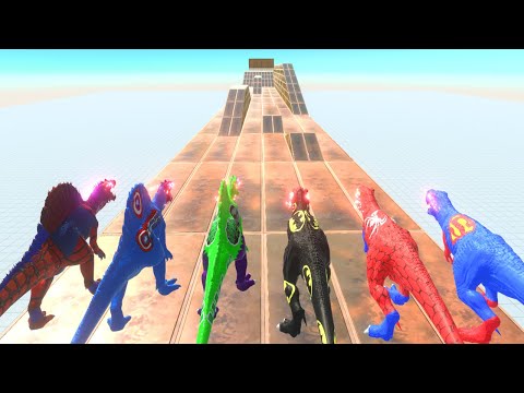 SUPER HEROES Dinosaur Mavel Speed Race get a Pig - Animal Revolt Battle Simulator