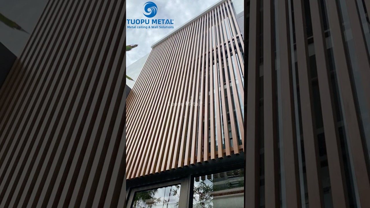 Aluminum louvers exterior facades take luxury to new heights 💎 decorative wood grain battens #shorts