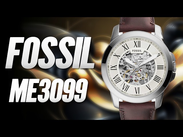 Vídeo relacionado con Fossil Reloj para hombre Grant, movimiento automático, caja de acero plateado de 45mm con correa de piel, ME3099