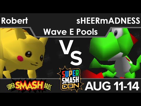 SSC16  - Robert (Pikachu) vs sHEERmADNESS (Yoshi) Wave E Pools - SSB64
