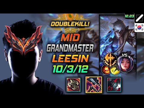 GrandMaster Mid Lee Sin Build Goredrinker Conqueror - Lee Sin Mid vs Irelia - LOL KR 12.23