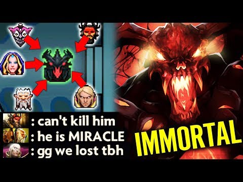 Miracle vs 5 man focus Gank - Shadow Fiend hard Carry Dota 2 7.22f