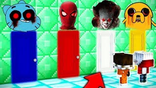 Download lagu DON'T PICK THE WRONG DOOR!!! | CLOWN IT, SPIDERMAN.EXE, JACK.EXE, GUMBALL.EXE IN MINECRAFT mp3