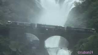 preview picture of video '3 WDG4 Engines Passing Dudhsagar Water Falls'