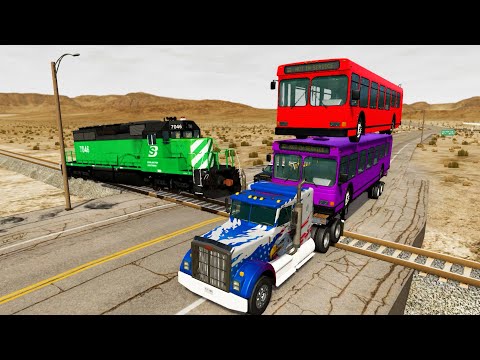 Bus vs Trains and Rails | BeamNG Drive