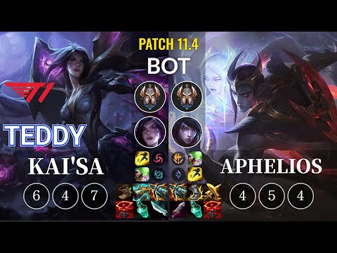 T1 Teddy Kai'Sa vs Aphelios Bot - KR Patch 11.4