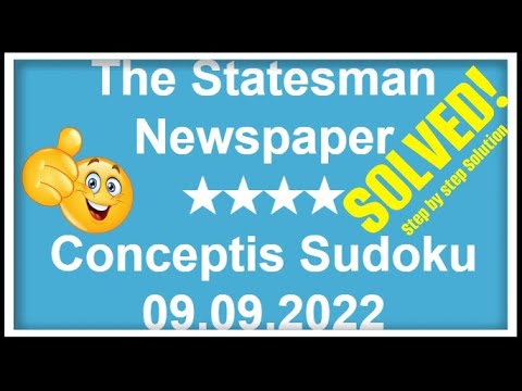 🔴How to Solve The Statesman Newspaper | Conceptis Sudoku 4 Star | Step by Step Solution | 09.09.2022