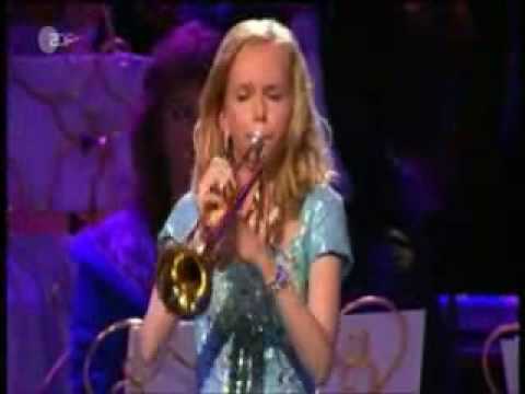 Amazing girl playing trumpet