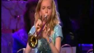 Amazing girl playing trumpet